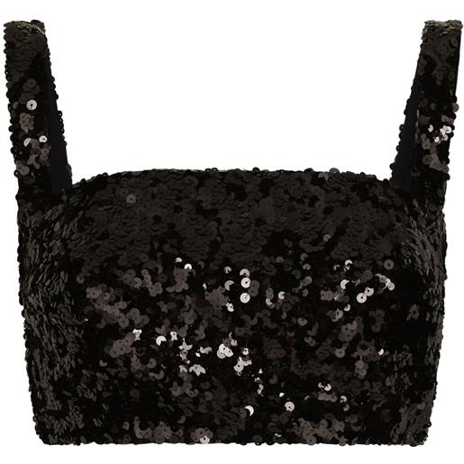 Dolce & Gabbana top crop con paillettes - nero