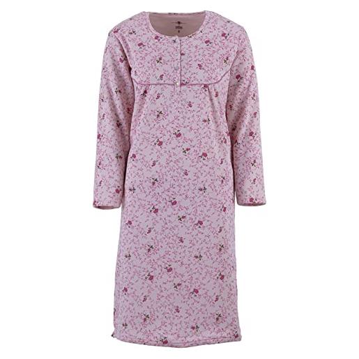 Zeitlos camicia da notte da donna, termica, a maniche lunghe, abbottonatura, tinta, colore: rosa. , xxl