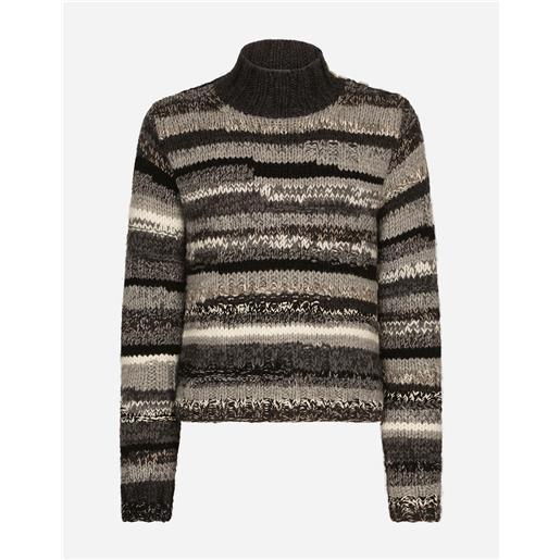 Dolce & Gabbana maglia in lana righe irregolari a contrasto
