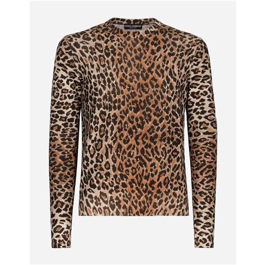 Dolce & Gabbana maglia girocollo in lana stampa leopardo