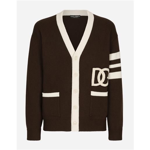 Dolce & Gabbana cardigan in lana costa inglese patch logo dg