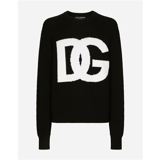 Dolce & Gabbana maglia girocollo lana con dg logo intarsiato