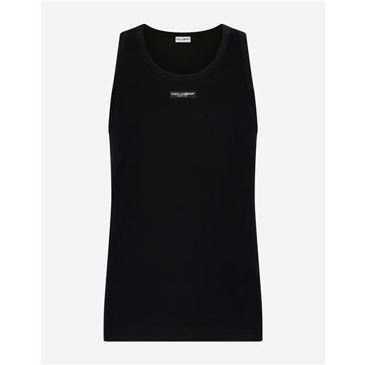 Dolce & Gabbana two-way stretch cotton tank top with logo label