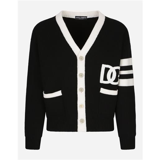 Dolce & Gabbana cardigan in lana costa inglese con logo dg