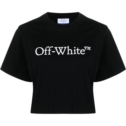 Off-White t-shirt crop bookish con stampa - nero