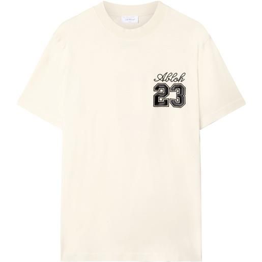Off-White t-shirt 23 skate con ricamo - toni neutri