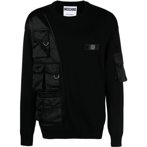 Moschino maglione con inserti a contrasto - nero