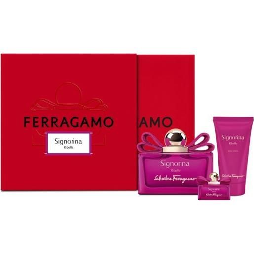 SALVATORE FERRAGAMO cofanetto signorina ribelle - eau de parfum 100ml + eau de parfum 5ml + body lotion 50ml