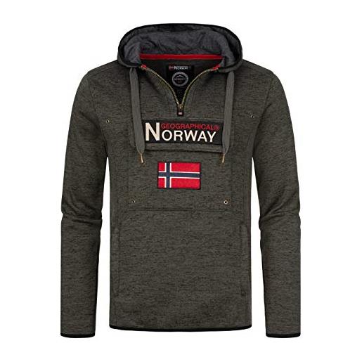 Geographical Norway upclass men - felpa con cappuccio da uomo con tasca - felpe con logo da uomo - felpa con cappuccio a manica lunga caldo - sweat hood sport casual grigio scuro - s