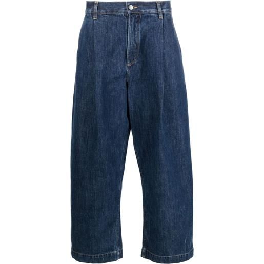 Studio Nicholson jeans push a gamba ampia con pieghe - blu