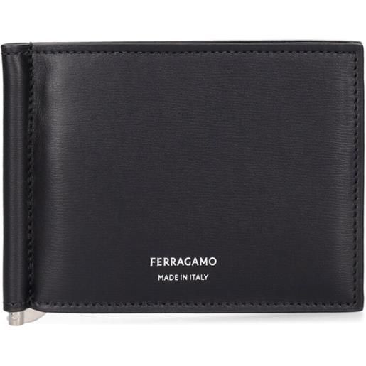 FERRAGAMO porta carte di credito in pelle con logo