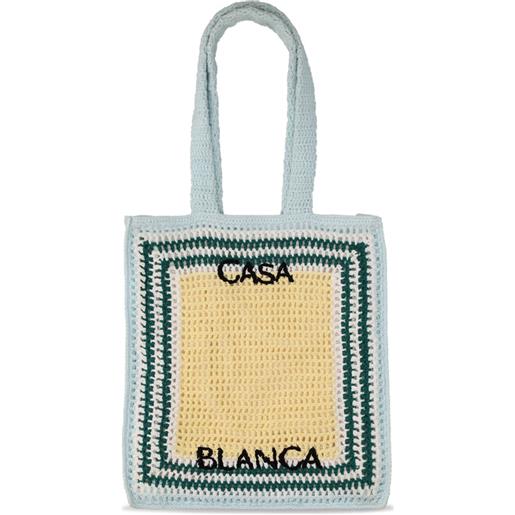 CASABLANCA borsa shopping in cotone crochet con logo