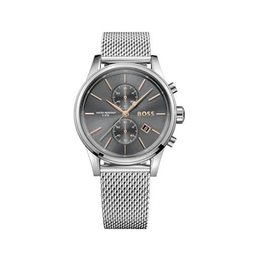 Boss orologio con cronografo al quarzo da uomo con cinturino in maglia metallica in acciaio inossidabile argentato - 1513440