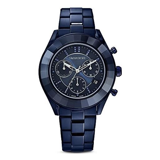 Swarovski orologio octea lux sport, bracciale di metallo, pvd blu