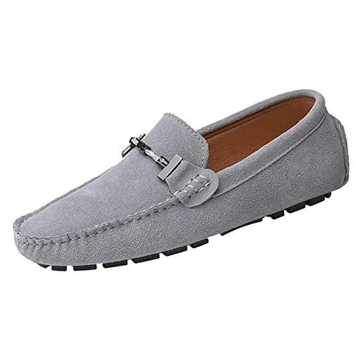 SMajong uomo mocassini pelle scamosciato scarpe di guida comfort scarpe oxford classico penny loafers moda pantofole, blu reale 41 eu