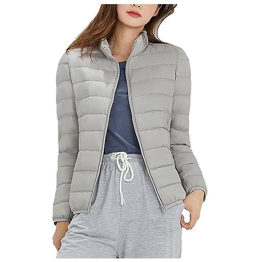 FNKDOR 2023 autunno e inverno donna teen ragazza zip up colletto colletto trapuntato slim fit piumino giacca di cotone giacca invernale, grigio. , xxxxl