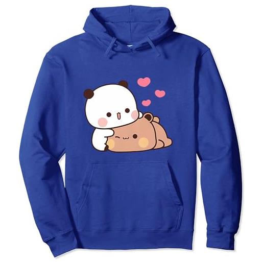 Berentoya kawaii panda bear hug bubu dudu love san valentino divertente regalo unisex pullover con cappuccio, blu, l