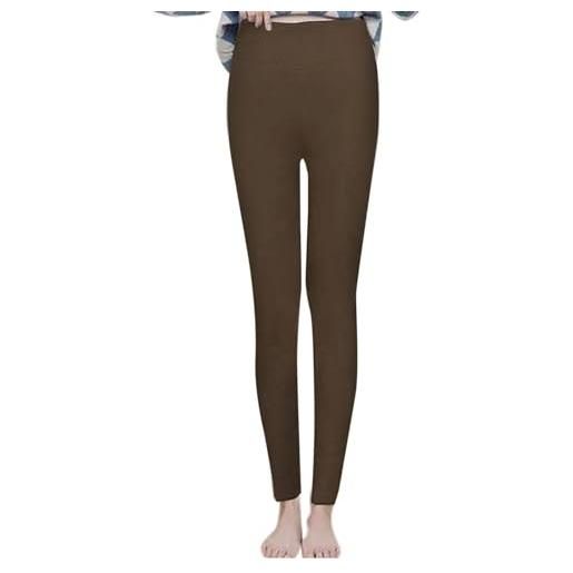 CCOOfhhc leggings da donna invernali, foderati, colorati, in pelliccia termica, leggings elasticizzati, lunghi, da corsa, leggings termici, elastici a vita alta, bianco, s