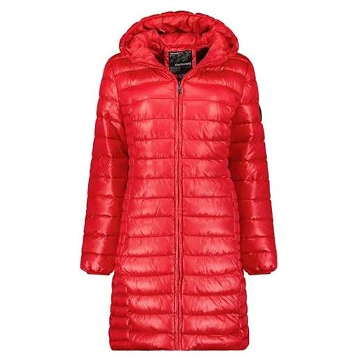 Geographical Norway annecy long hood lady - giacca donna imbottita calda autunno-invernale - cappotto caldo - giacche antivento a maniche lunghe - abito ideale (rosso xl)