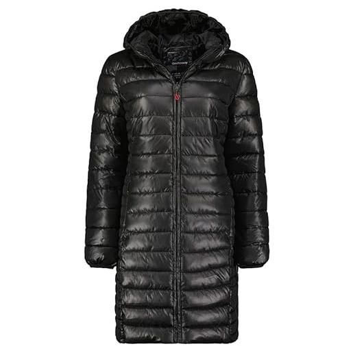 Geographical Norway annecy long hood lady - giacca donna imbottita calda autunno-invernale - cappotto caldo - giacche antivento a maniche lunghe - abito ideale (nero xl)