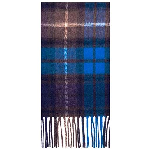 I LUV LTD sciarpa di lusso in morbido cashmere scozzese con frange buchanan blue tartan