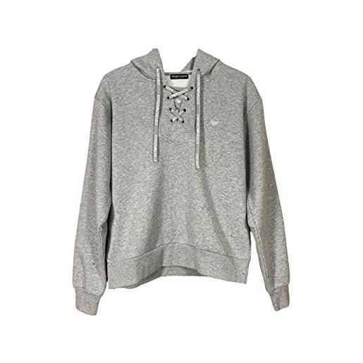 Emporio Armani logo-string hoodie iconic terry, felpa con cappuccio donna, chiaro grigio melange, s