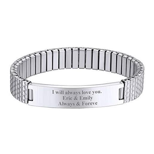 GOLDCHIC JEWELRY braccialetto con incisione personalizzata, bracciale elasticizzato con polsino per orologio in acciaio inossidabile per uomo