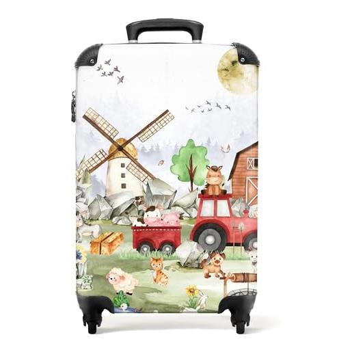 NoBoringSuitcases.com® bagaglio a mano valigie luggage bambini si inserisce trolley bagagli a mano 55x40x20 - fattoria - 55x35x20cm