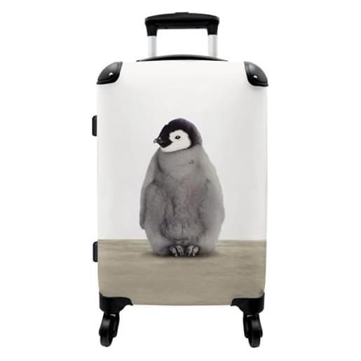 NoBoringSuitcases.com® valigia grande - piccolo pinguino - lucchetto a combinazione tsa - trolley rigido 4 ruote - 90 litri - valigia da viaggio - 66 cm