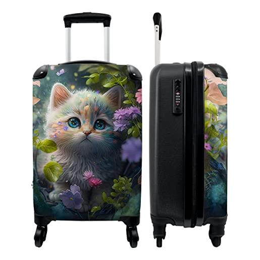 NoBoringSuitcases.com® bagaglio a mano valigie luggage bambini si inserisce trolley bagagli a mano 55x40x20 - gatto nella natura - 55x35x20cm