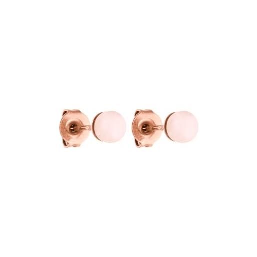 Purelei® orecchini di quarzo rosa, borchie da donna in acciaio inossidabile resistente, orecchini impermeabili con perle di quarzo rosa, dimensione perle 4,35 mm (oro rosa)
