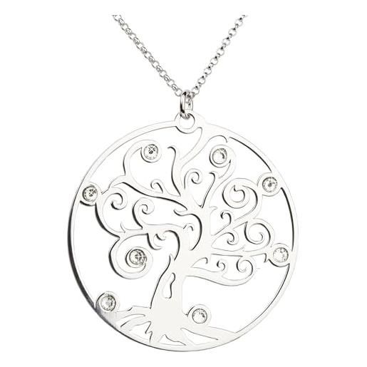 Aka Gioielli® - collana con ciondolo albero della vita e cristalli swarovski in argento 925 rodiato, modello amicizia, regalo donna e ragazza