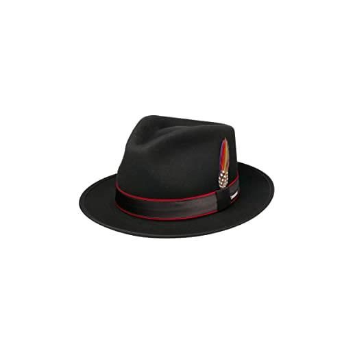 Stetson cappello fedora forza lana & cashmere nero, nero , 57