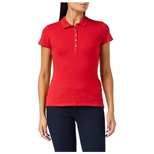 Tommy Hilfiger maglietta polo maniche corte donna heritage slim fit, rosso (apple red), xxs