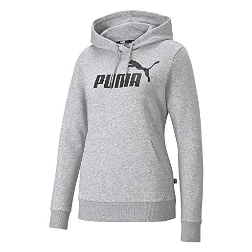PUMA ess logo hoodie fl, felpa women's, grigio chiaro (light gray heathe), m