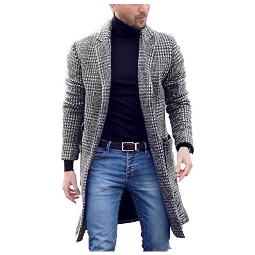 YAODAMAI cappotti di lana da uomo autunno e inverno in giacca cappotto lungo mantello a doppia fibbia a doppia fibbia