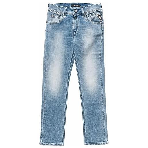 Replay jeans wallys da ragazzo super slim fit con elasticità, blu (light blue 010), 10 anni