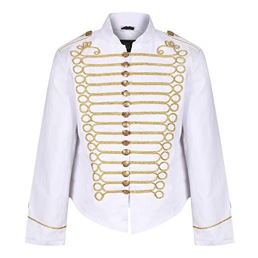 Ro Rox giacca stretta di parata militare punk percussionista in per uomini - bianca & oro (taglia maschile xxl)