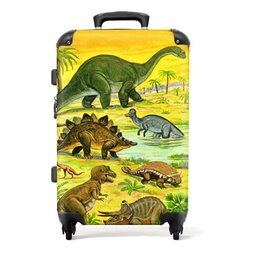 NoBoringSuitcases.com® valigia grande - dinosauri in acqua - lucchetto a combinazione tsa - trolley rigido 4 ruote - 90 litri - valigia da viaggio - 66 cm