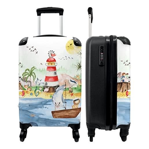 NoBoringSuitcases.com valigia - bambini - barca - acqua - faro - 35x55x20 - bagaglio a mano