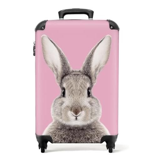 NoBoringSuitcases.com valigia bambini, trolley bambina, valigia per bambini, valigia bambina, valigia bambina, valigia rosa, trolley ragazza, trolley bagaglio a mano 55x40x20 cm (coniglio - rosa)