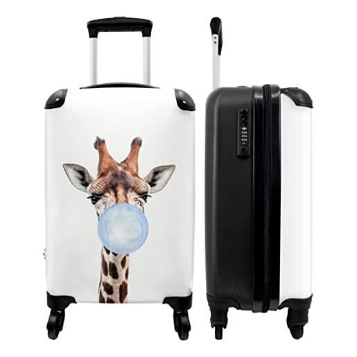 NoBoringSuitcases.com valigia - giraffa - gomma da masticare - blu - bambini - 35x55x20 - bagaglio a mano