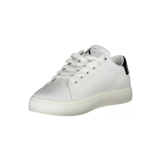 Calvin Klein Jeans sneakers con suola preformata donna classic laceup scarpe, bianco (bright white/black), 36 eu
