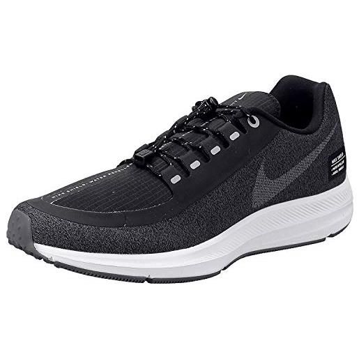 Nike w zm winflo 5 run shield, scarpe running donna, multicolore (black/metallic silver/cool grey 001), 44.5 eu