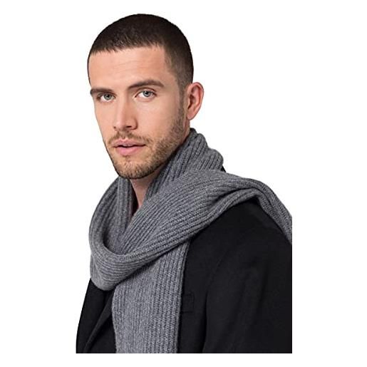 Style & Republic sciarpa da uomo in 100% cashmere, elegante sciarpa da uomo in pregiato cashmere, dimensioni 196 x 28 cm, grigio melange, xl