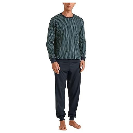 Calida relax imprint set di pigiama, oscurante, deep lagoon green, 54 uomo