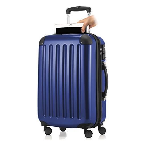 Hauptstadtkoffer - alex - bagaglio a mano con scomparto per laptop, valigia rigida, trolley espandibile, 4 doppie ruote, tsa, 55 cm, 42 litri, blu scuro