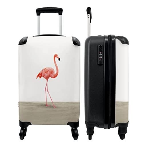 NoBoringSuitcases.com valigia - fenicottero - bambini - rosa - decorazione - 35x55x20 - bagaglio a mano
