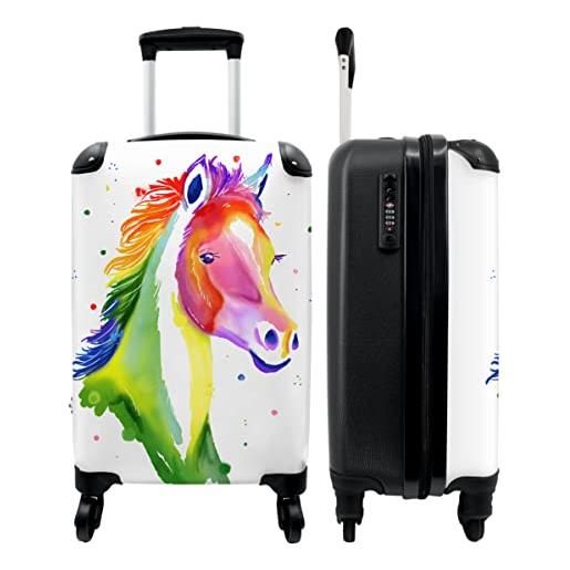 NoBoringSuitcases.com valigia - cavallo - arcobaleno - bambini - colori - 35x55x20 - bagaglio a mano