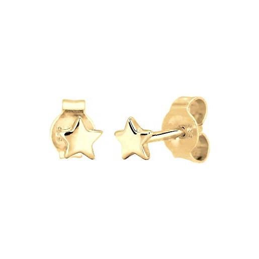 Elli orecchini a perno da donna in argento 925, oro giallo 585